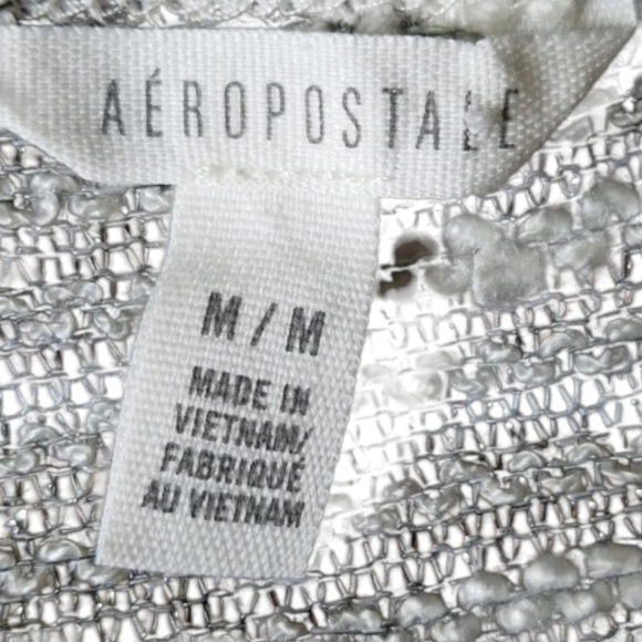 Aeropostale  Women's Style 3030 Long Sleeve Silver Striped Top, M - Picture 3 of 7